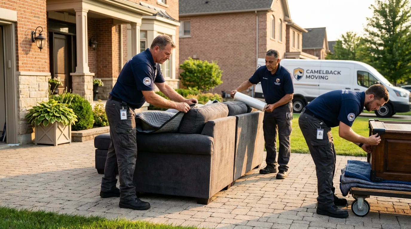 Large estate moving crew wrapping furniture in Pelham, GA